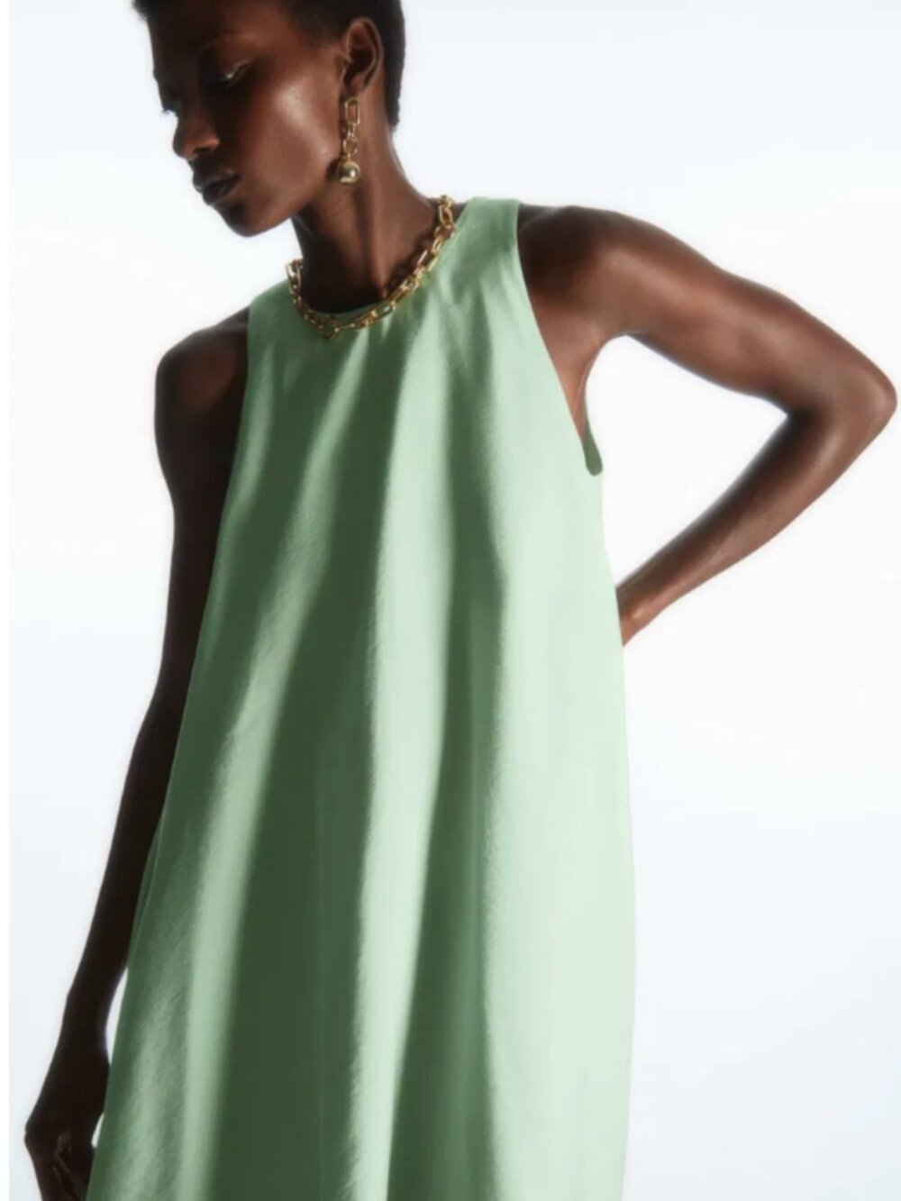 NWT COS Racer Neck Midi Dress, Light Green Size 14